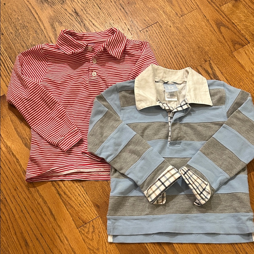 bella bliss Red and Blue Striped Kids Polo Set